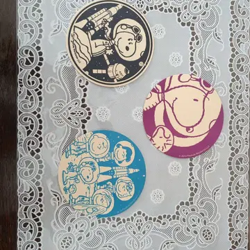 스누피 우주비행사 캐릭터 종이 코스터 세트