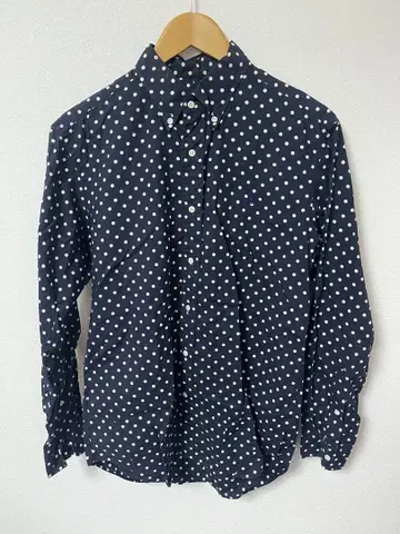 네이비 물방울 패턴 긴팔 셔츠