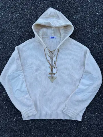 GOOD ENOUGH 후드 부착 니트 L 크림색 후지와라 히로시