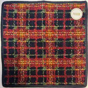 타탄 무드 네이비 손수건 페이퍼 클리어 라벨 기프트 체크