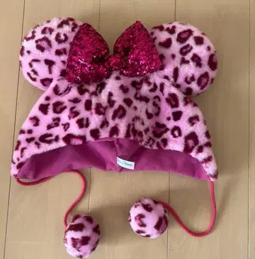 디즈니 디즈니랜드 레오파드 무늬 팬 캡 모자 핑크