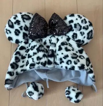 디즈니 디즈니랜드 레오파드 무늬 팬캡 모자 화이트 블랙