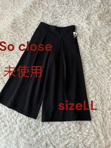 미사용 소클로스 두꺼운 원단 와이드 팬츠 LL 블랙 블랙