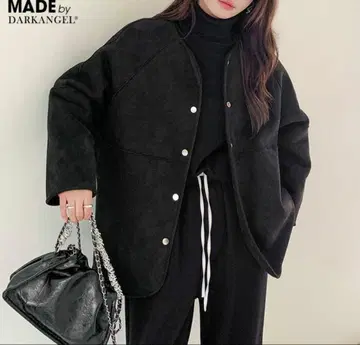 2WAY 리버서블 보아 스웨이드 느낌 페이크 무스탕 노카라 자켓