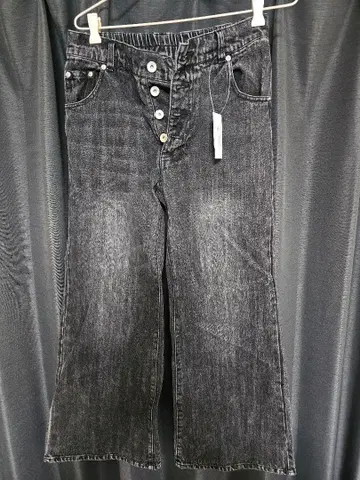 [ CLEL ] 판탈롱 데님 팬츠 S 사이즈 케미컬 블랙