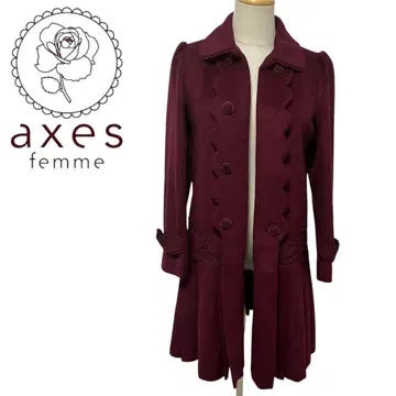 axes femme 버건디 롱 코트 레이스 걸리시 프릴 새상품급