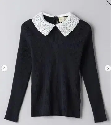 United Arrows 자수 카라 부착 리브 풀오버 네이비 M