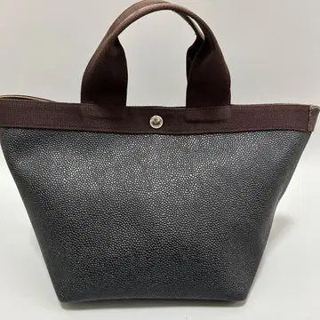 에르베샤 펠리에 PVC x 캔버스 보트형 토트 핸드백 블랙