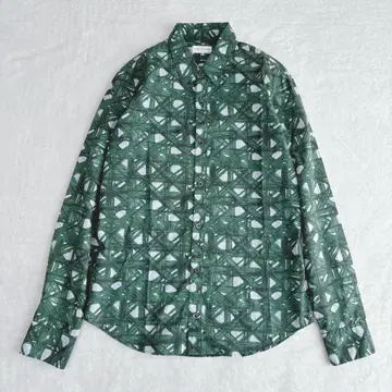 [ 새상품급 ] 드리스반노튼 긴팔 셔츠 올 패턴 남성용 버튼 다운 그린