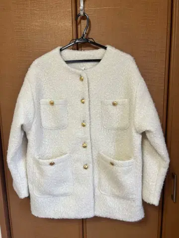 coca 푸들 금장 버튼 노카라 코트