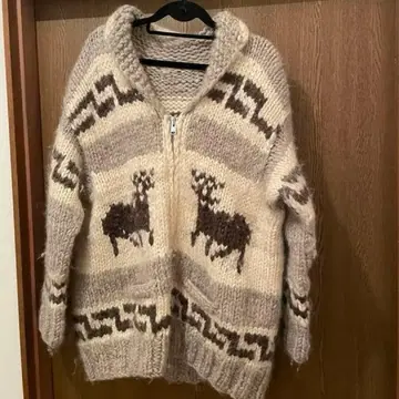 카우친 루돌프 무늬 울 니트 빈티지