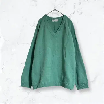 a2947 난닝구9 니트 스웨터 그린 F 브이넥 루즈핏 가을/겨울