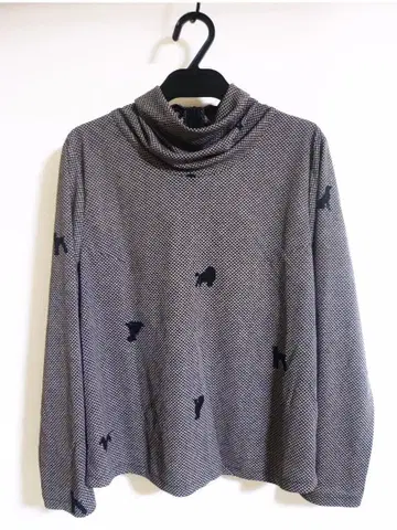 히토시 타무라 시선당 개 히키타 시보리 패턴 스트레치 하이넥 티셔츠 F