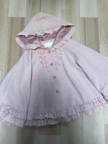핑크하우스 프릴 장식 핑크 케이프 코트