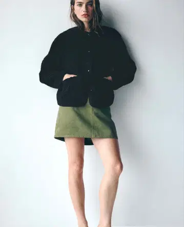 H&M 보아 자켓 블랙