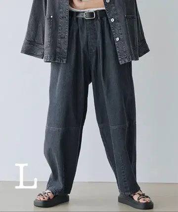 studio CLIP 배럴 데님 팬츠 블랙 L 사이즈