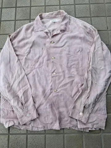 50s 60s 레이온 셔츠 핑크 아토믹 카스리 17하프 XL