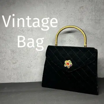 빈티지 블랙 벨벳 퀼팅 파티백 버블기