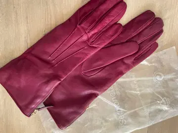 미사용 새상품 이탈리아제 가죽 장갑 버건디 롱 타입