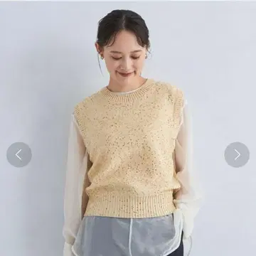 GREEN LABEL RELAXING 스팽글 베스트 베이지