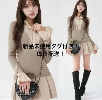 Darich 다리치 셔츠 도킹 플리츠 미니 원피스