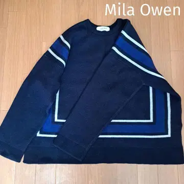 [ 새상품급 ] Mila Owen 스퀘어 라인 램스울 와이드 니트