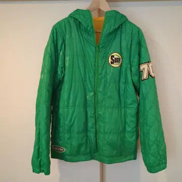 그린 컬러 퀼팅 리버서블 다운 자켓