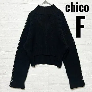 치코 니트 스웨터 밑단 단차 하이넥 소매 디자인 블랙 긴팔 [ F ]