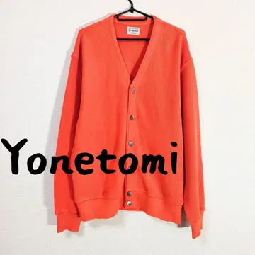 Yonetomi 요네토미 섬유 니트 V넥 가디건 오렌지