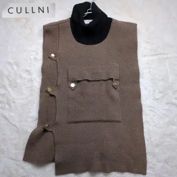 컨디션 최상 쿠루니 니트 스웨터 베스트 베스트 터틀넥 비대칭