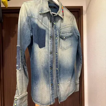 1piu1uguale3 레인보우 스티치 데님 셔츠