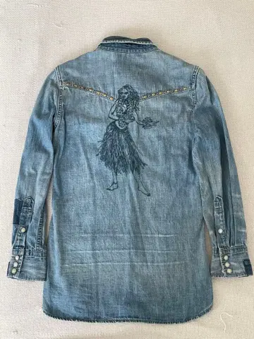 레미 릴리프 REMIRELIEF 데님 셔츠 플라 걸 자수