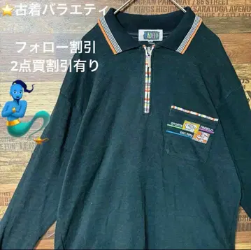 [ 새상품급 ] 긴팔 피케 셔츠 자수 블랙 세련된 PAGELO 골프 M