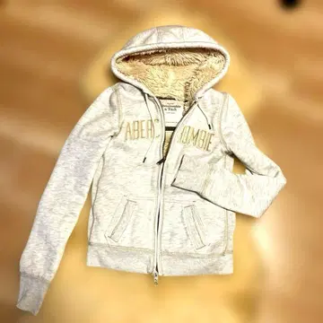 Abercrombie & Fitch 후드티 그레이 아이보리 두꺼운 원단