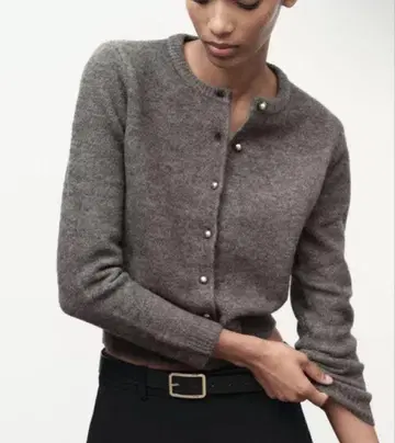 ZARA 메탈 버튼 니트 자켓 가디건 L 사이즈 브라운