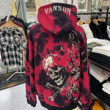 (51) VANSON 타이 다이 패턴 집업 후드티 레드