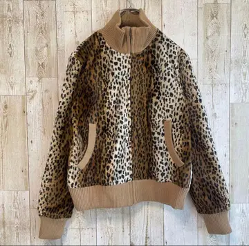 빈티지 블루종 집업 레오파드 무늬 애니멀