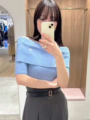 LAGUNAMOON POLO BCS 콜라보 오프숄더 니트 풀오버 파랑