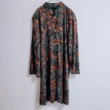 s0453 [빈티지] 스탠드 카라 보태니컬 무늬 셔츠 튜닉 한국제