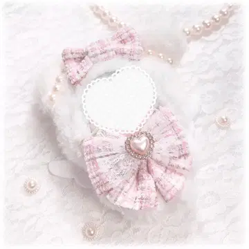 인형옷 10cm~11cm 트위드 핑크 화이트 깃털 포함