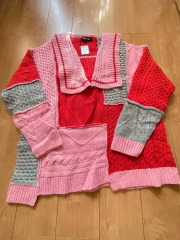 패치워크 니트 스웨터 긴팔