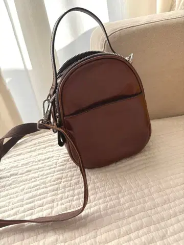 가죽 숄더백 브라운