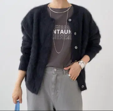 2024aw Omekashi 퍼 캐시미어 2way 가디건 블랙