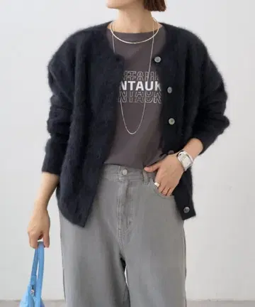 2024aw Omekashi 퍼 캐시미어 2way 가디건 블랙