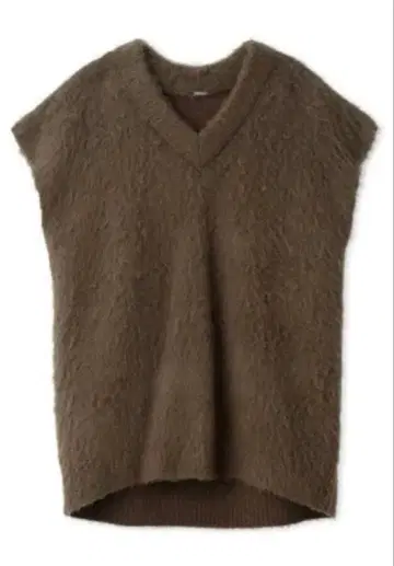 V넥 샤기 니트 베스트 풀오버 카키