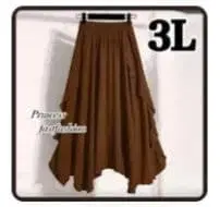 [ 3L / 브라운 ] 심메트리 플레어 롱 스커트 빅 사이즈