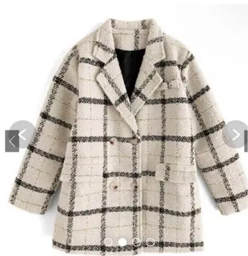 GRL 체크 무늬 라메 트위드 테일러드 자켓