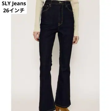 [새상품급] SLY 스라이 하이웨스트 플레어 팬츠 로이카 데님 26