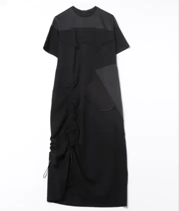 UN3D. 반팔 턴 오버 컷 원피스 36/블랙