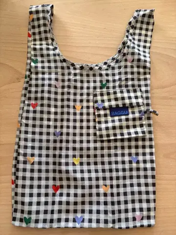 USED BAGGU 에코백 BAGGU BABY 깅엄 체크 하트